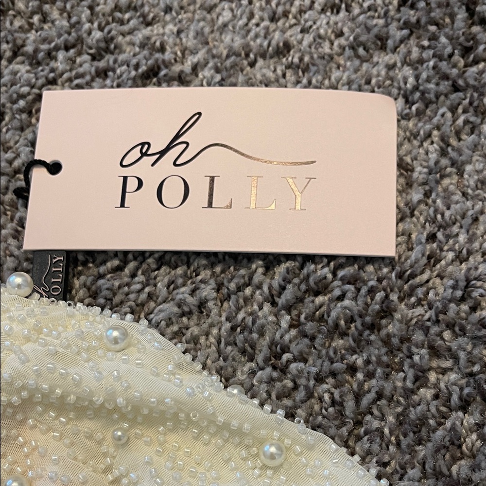 Oh Polly Beaded Cream Long Sleeve Dress - Picture 7 of 10